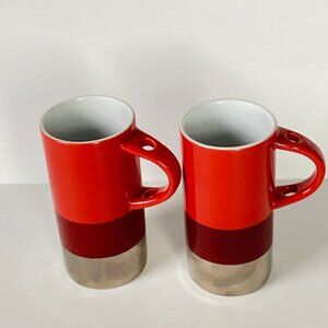 Starbucks 8 fl oz Red Verismo Holiday Espresso Tea Cup Mug No Spoon Set of 2